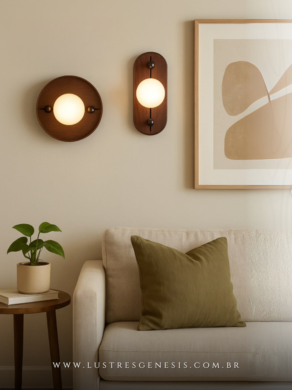 Arandela oval de 27cm com acabamento em ébano e cúpula de alabastro, com LED de 300 lúmens, ideal para cabeceira de cama ou hall.